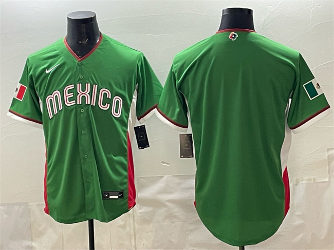 Men's Mexico Baseball Blank Green 2026 World Baseball Classic Stadium Stitched Jersey